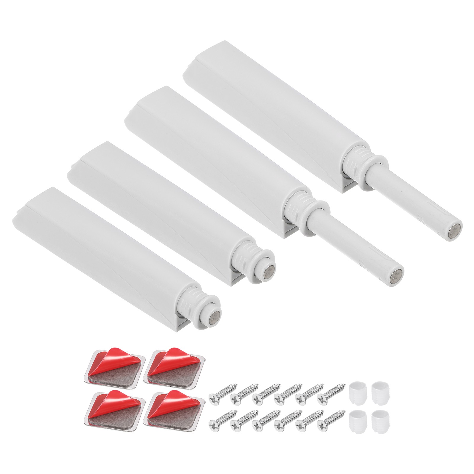 4 Pcs Magnetic Push Latches for Cabinet, 3.15×0.57 Inch Push to Open Latch Grey