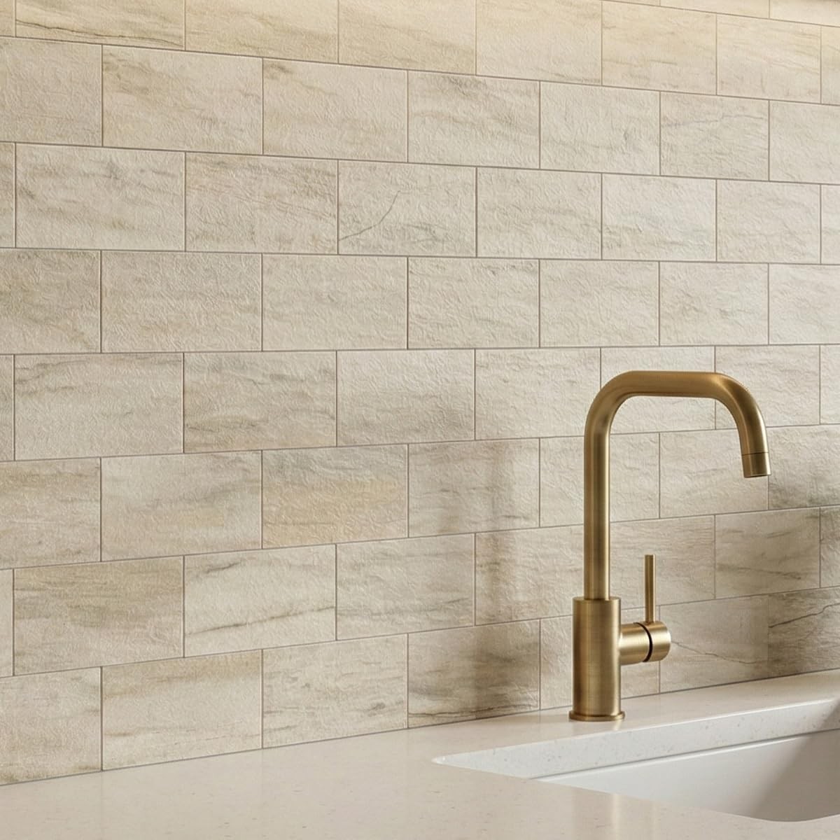 Oyasimi 20 Sheets Warm Beige Pvc Subway Tiles Peel And Stick Backsplash12Heat