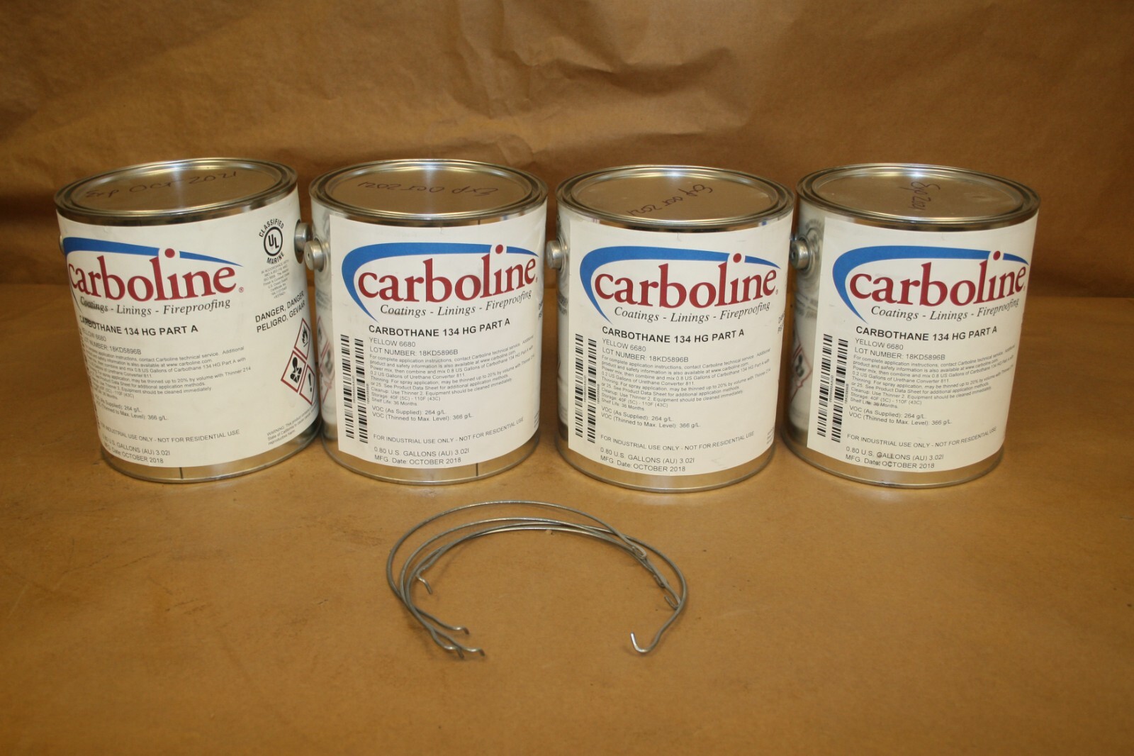 Lot of 4 0.8GL Carboline Carbothane 134 HG Part A – Yellow