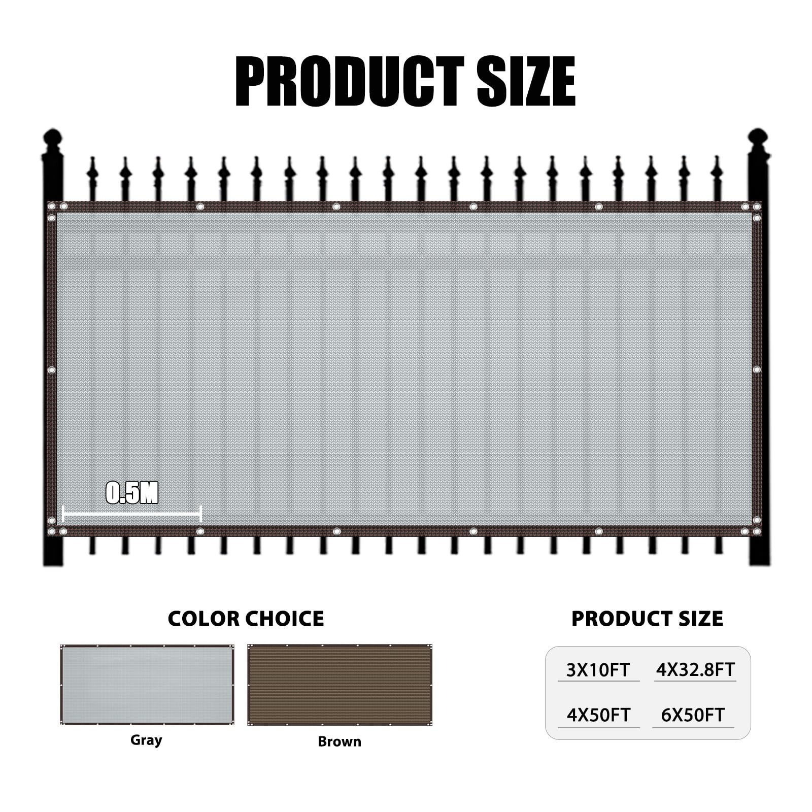 6×50FT Fence Privacy Screen, Heavy Duty 180GSM Fabric Privacy Fencing, 90%