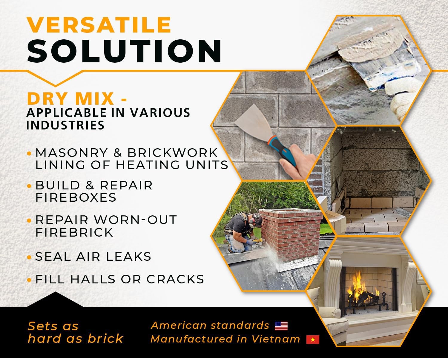 Refractory Cement Dry Mix Mortar 5 LB 3110 Degree °F High Temp Heat Resistant