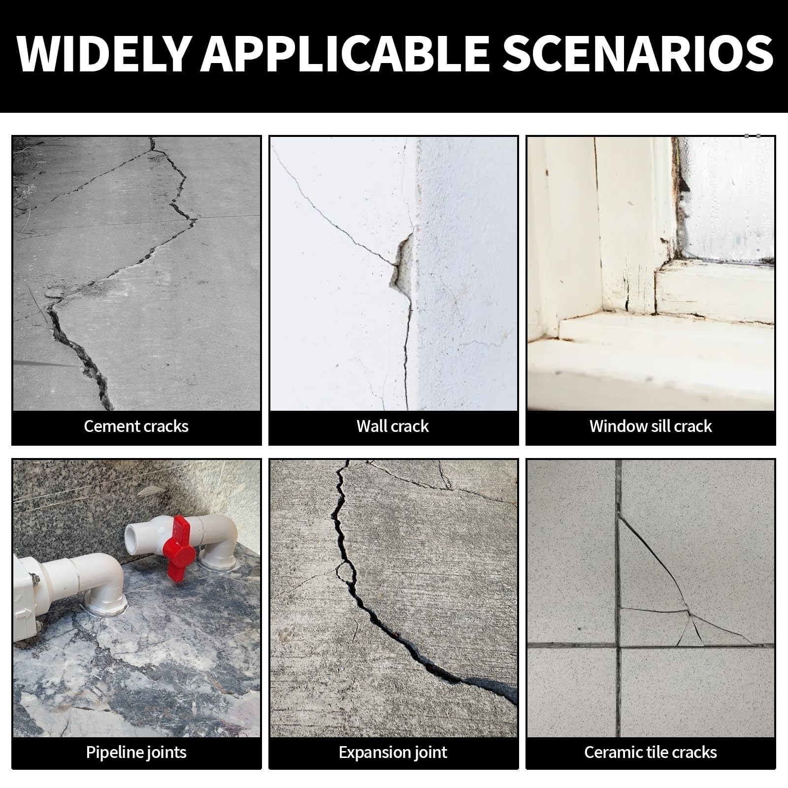 Concrete Crack Filler, 53oz High Elasticity Self Leveling Cement Crack Repair…