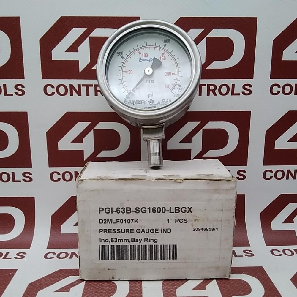 PGI-63B-SG1600-LBGX | Swagelok | Pressure Gauge, 63mm, Bay Ring, Opened