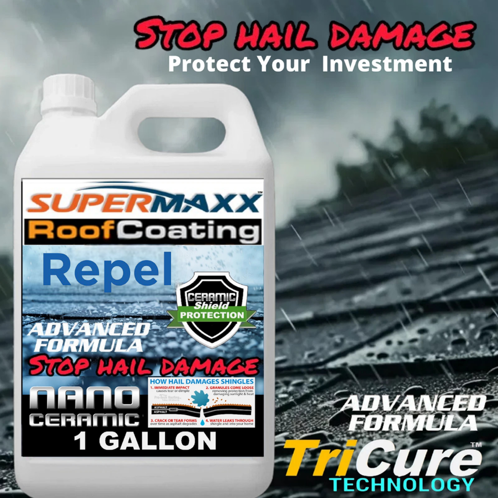 SUPERMAXX NANO ROOF COATING ASPHALT SHINGLES HAIL RESISTANT FORMULA- 4 PACK