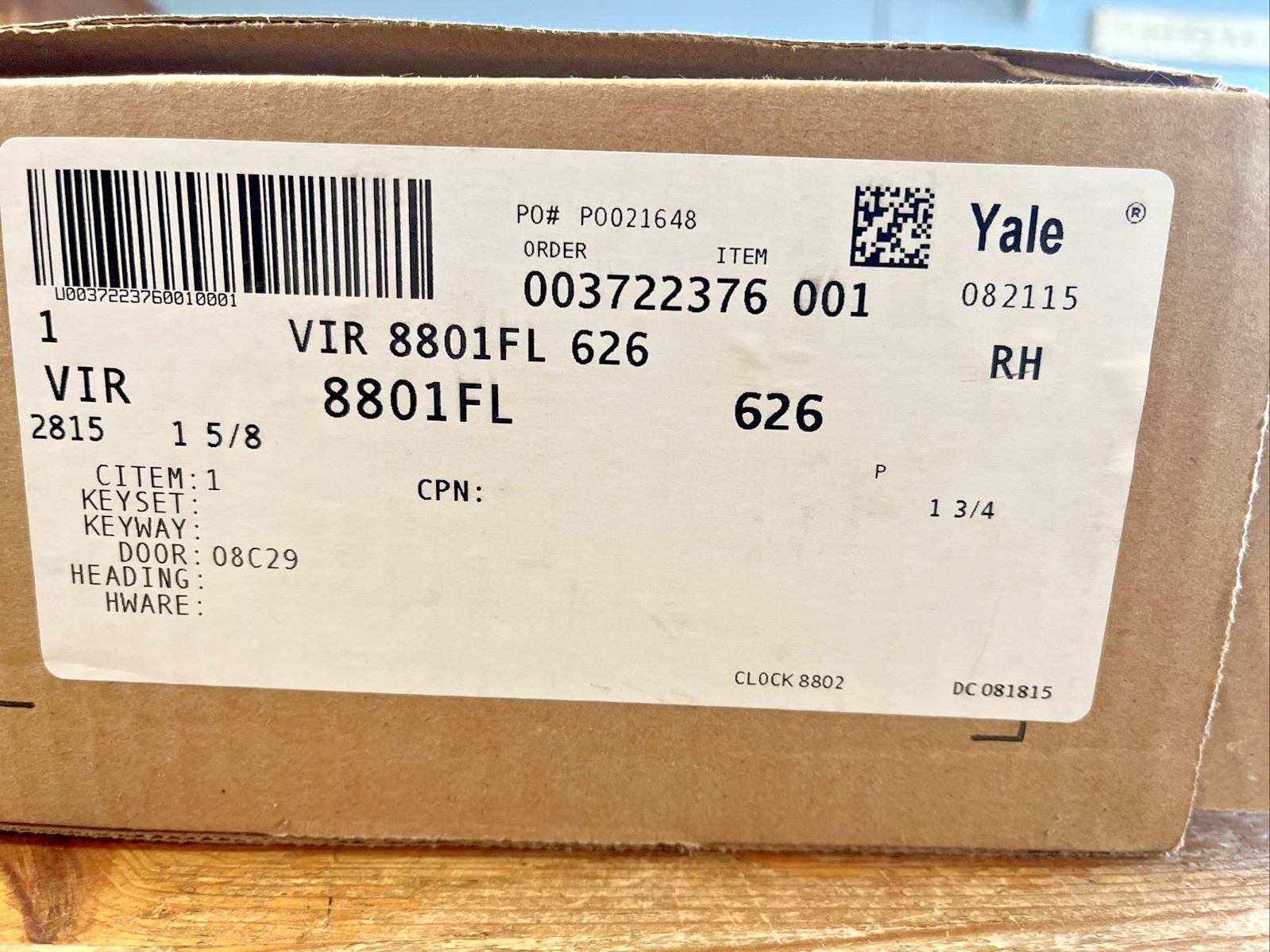 Yale 8800FL Series Mortise Lock PBR8801FL 626 RH Industrial Lock Set