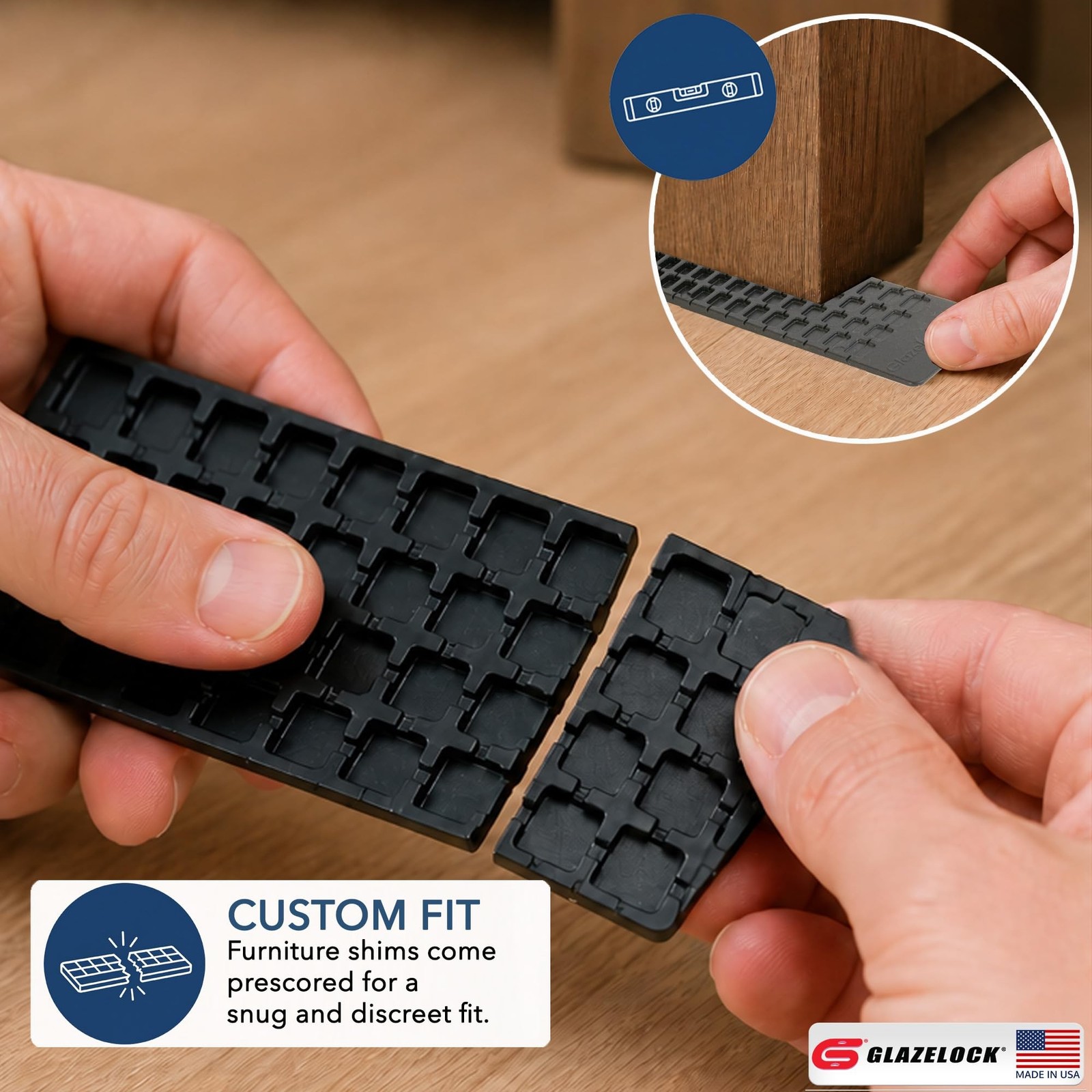 Quick-Snap Furniture Shims for Leveling (12 Pack) 5-1/2-Inch Length – Anti