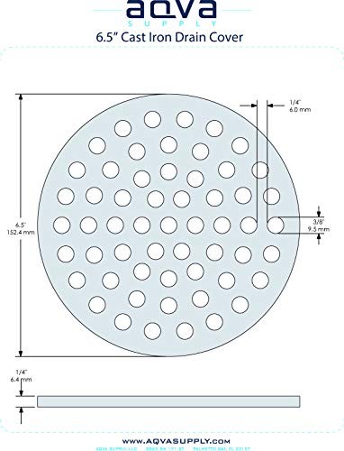Aqva Cast Iron 6.5″ Drain Cover – Round Replacement Floor 6.5 Inch, Black