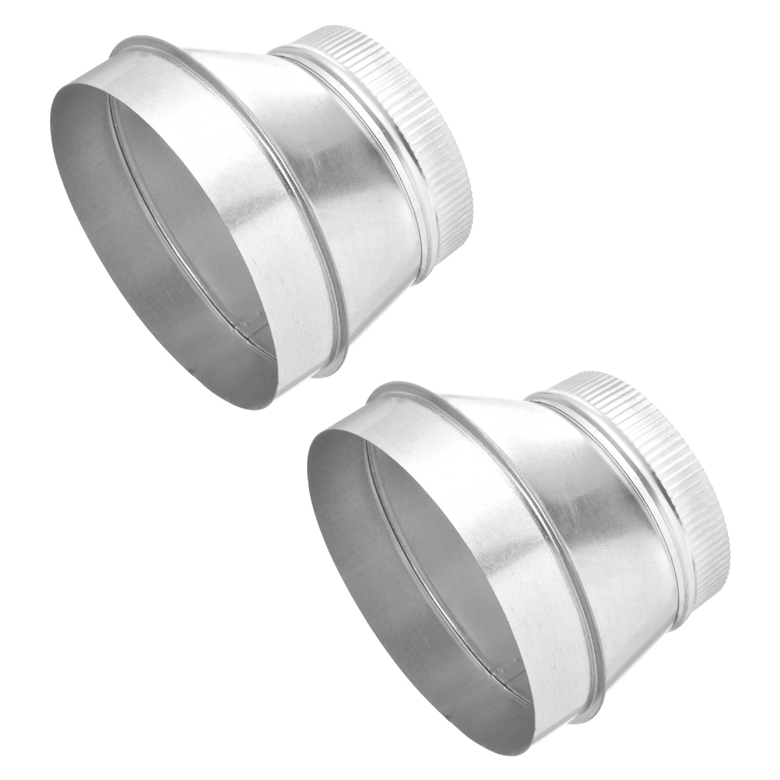 2 Pcs Eccentric Duct Reducer(8″ to 6″ ) – Galvanized Ducting Connector, Silver