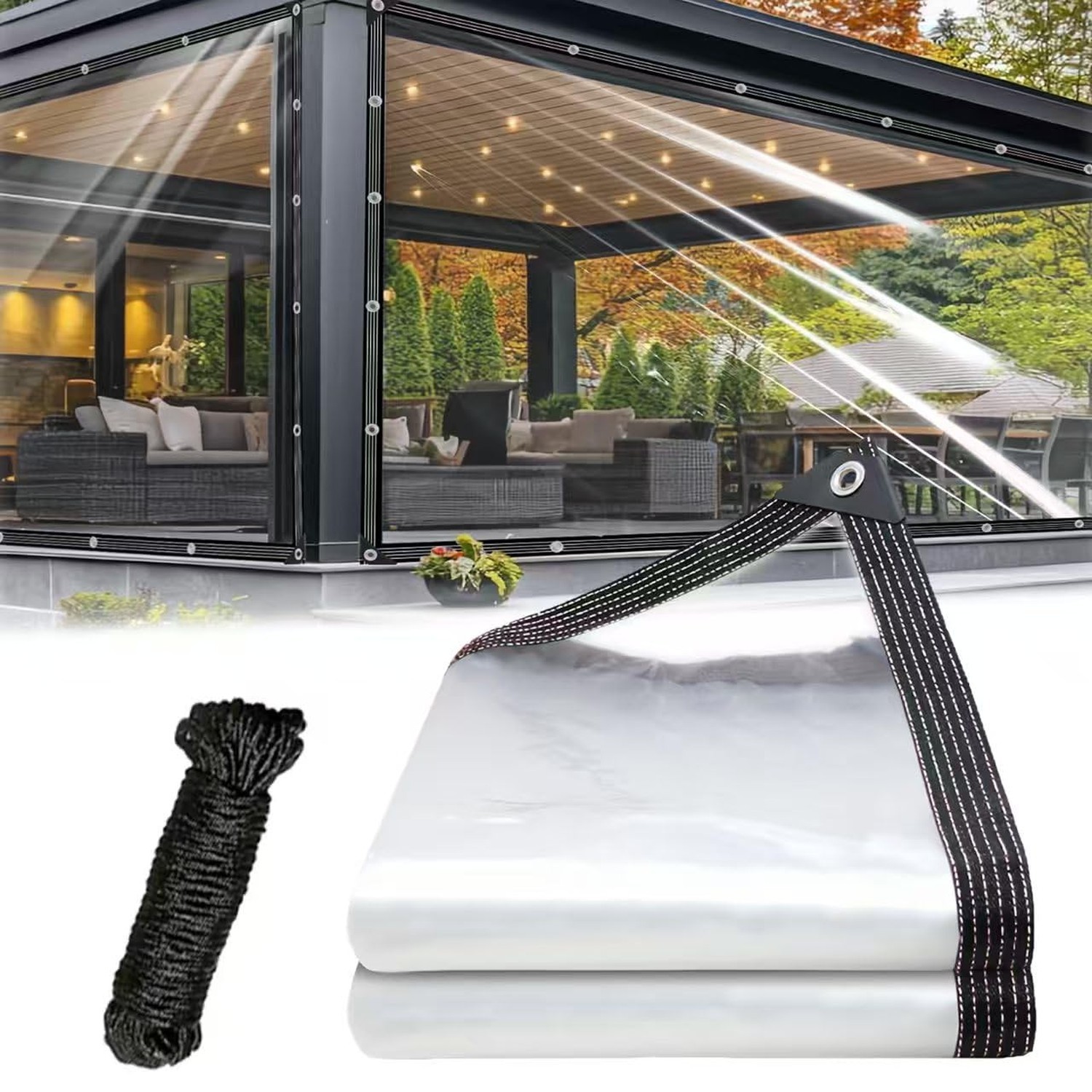 Clear Tarps 6x10ft Waterproof Heavy Duty Transparent PVC,Waterproof, Reinforc…