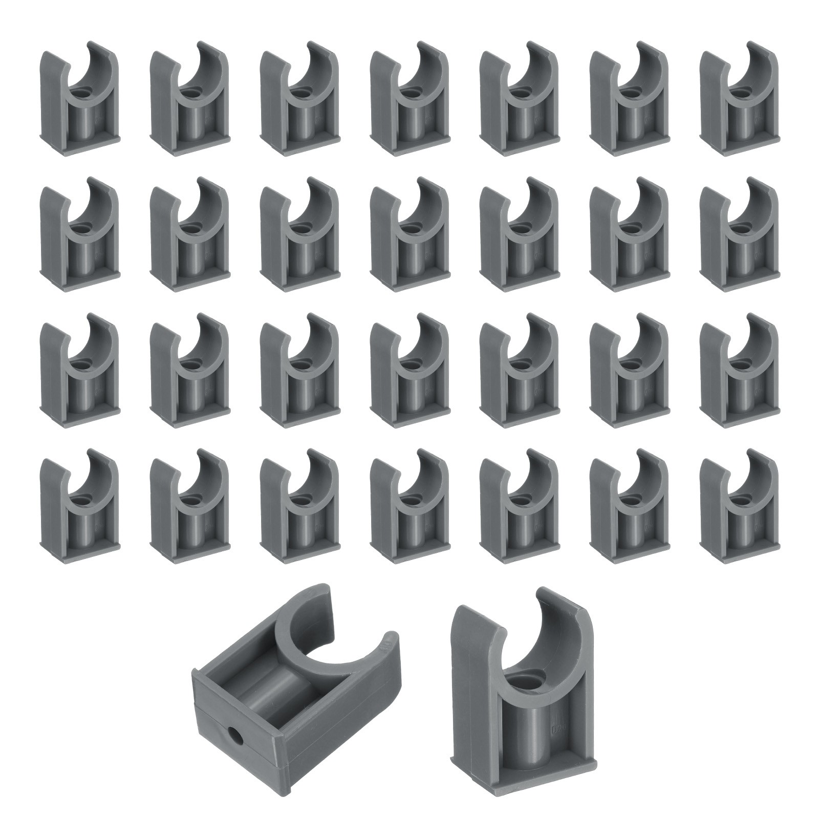 40 Pcs PVC Water Pipe Clamps Clips, U-Shaped Buckles for 1/2″ Size Pipe, Grey