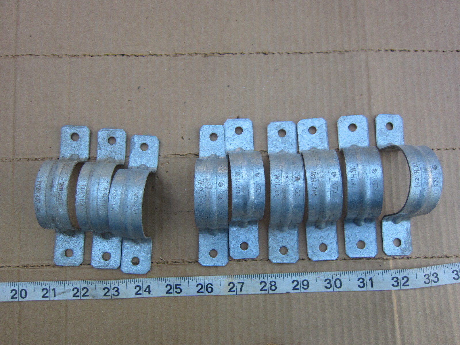 Minerallac 280 Bowers 1½” HW Rigid Pipe One/Two Hole Strap Clamp Lot, New