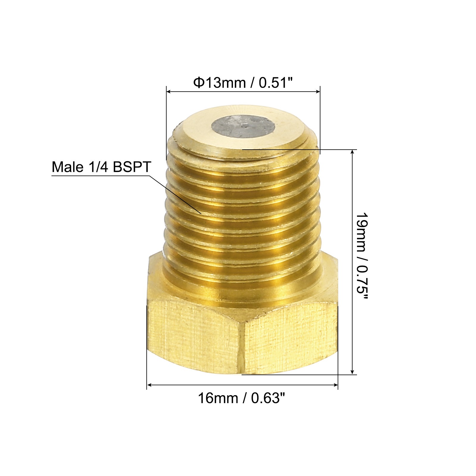 1/4″ BSPT Brass Fuse Plug, 2pcs Brass Fusible Melt Plug 265 Celsius Degree