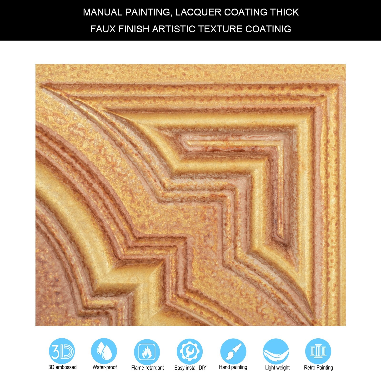 Wainscoting Decorative Wall Panels 24″x24″ PVC PL36 Vintage brown gold 10pcs
