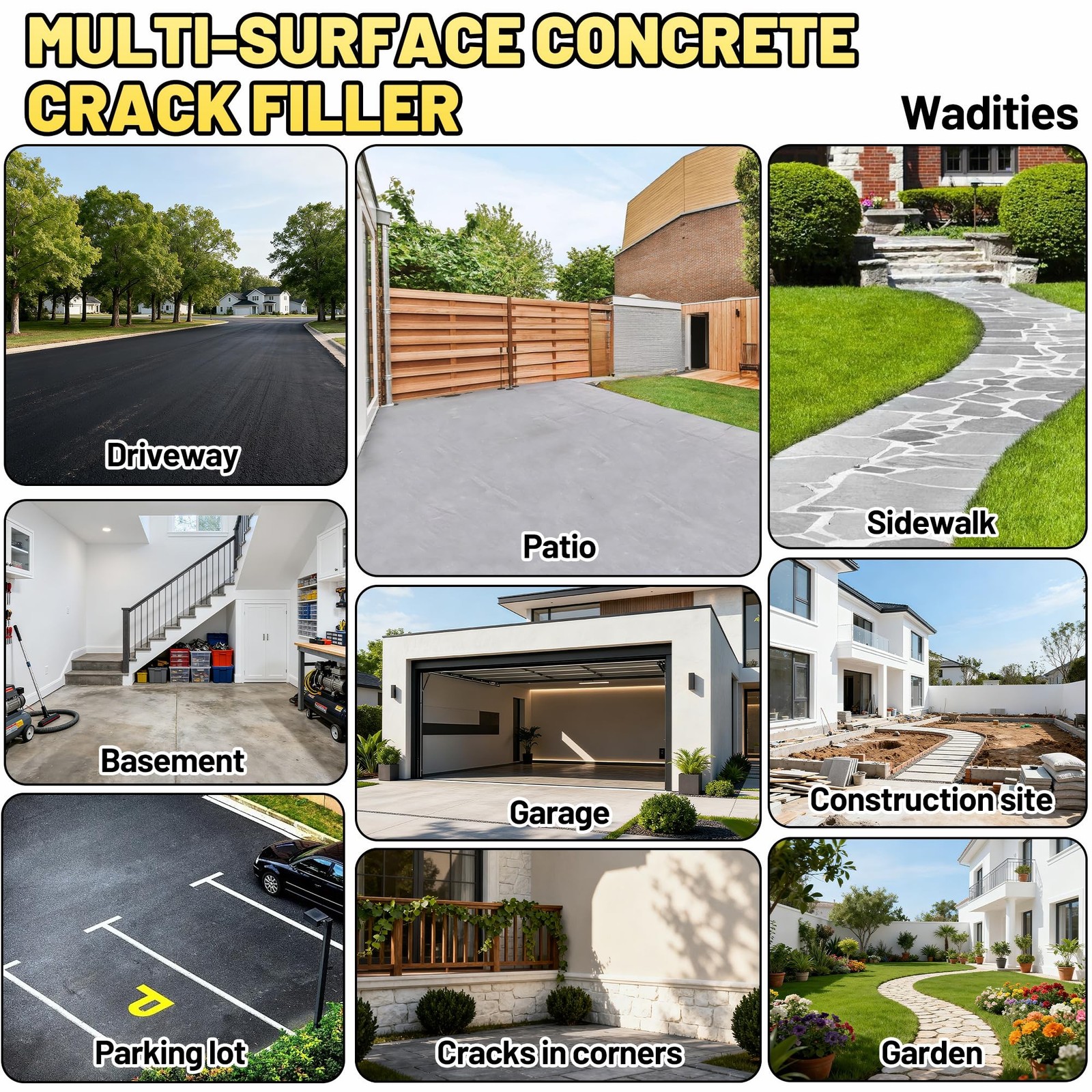 Concrete Crack Filler, 8LB High Elasticity Self Leveling Cement Crack Filler,…
