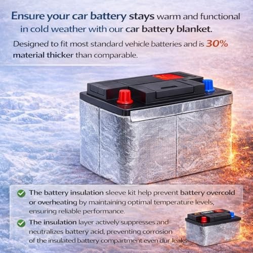 Universal Car Battery Insulation Kit – 82.6″x7″ Cold Weather Blanket Cover for T