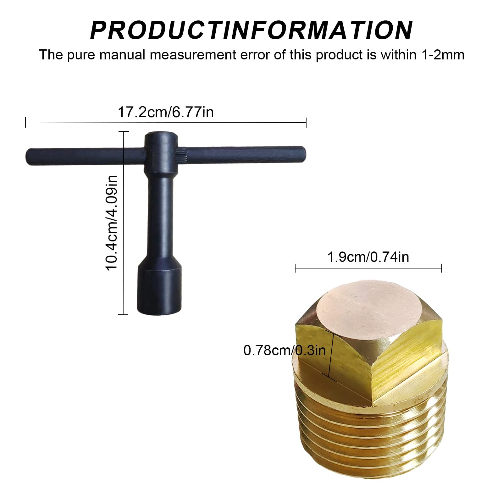 soujkooy 3 Pcs Boat Drain Plug with Wrench, Brass
