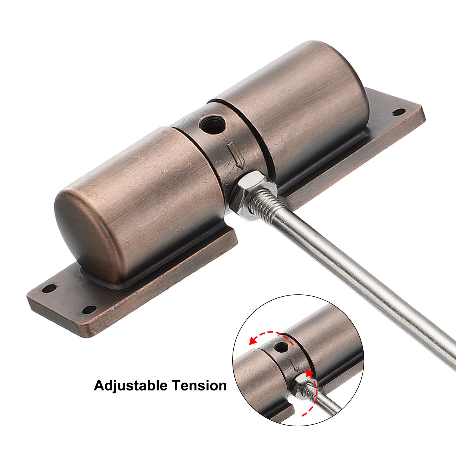 Automatic Spring Door Closer 40 Lbs Self-Closing Door Hinge Safety (Red Bronze)