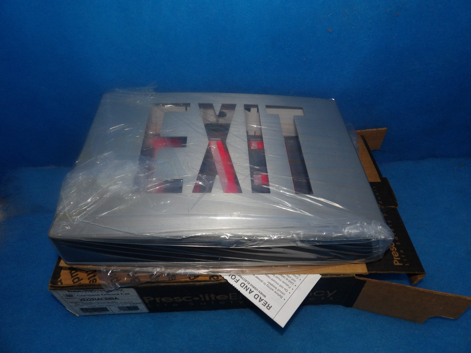 NIB Presclite Emergency XD2RACBBA Compass Diecast Exit Sign + 1 Year Warranty