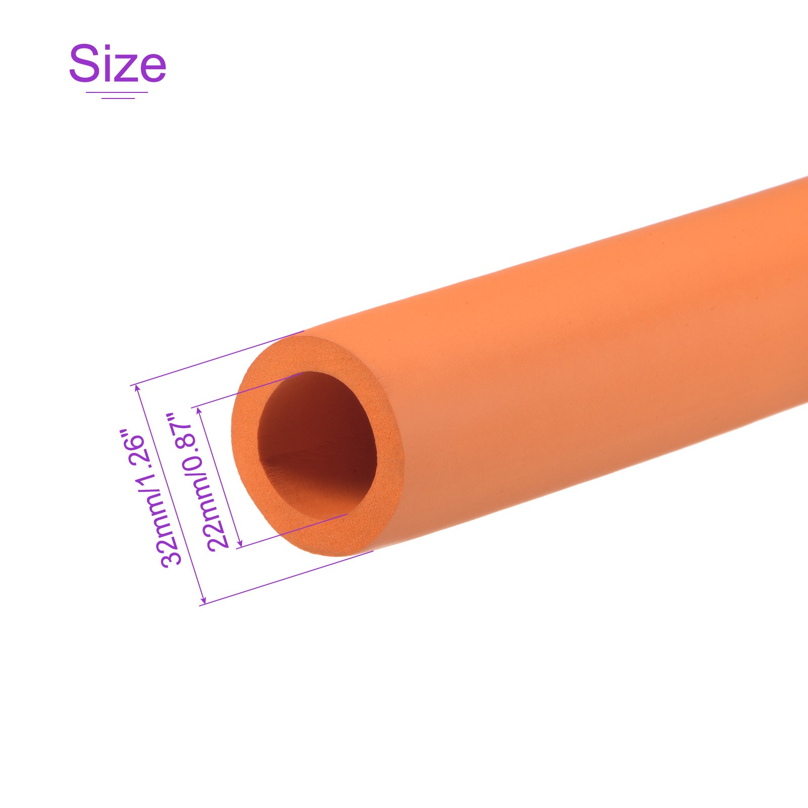 7/8″ ID x 3/16″ Thick 3.3ft Orange Foam Grip Wrap Closed Cell Tubing Non-slip