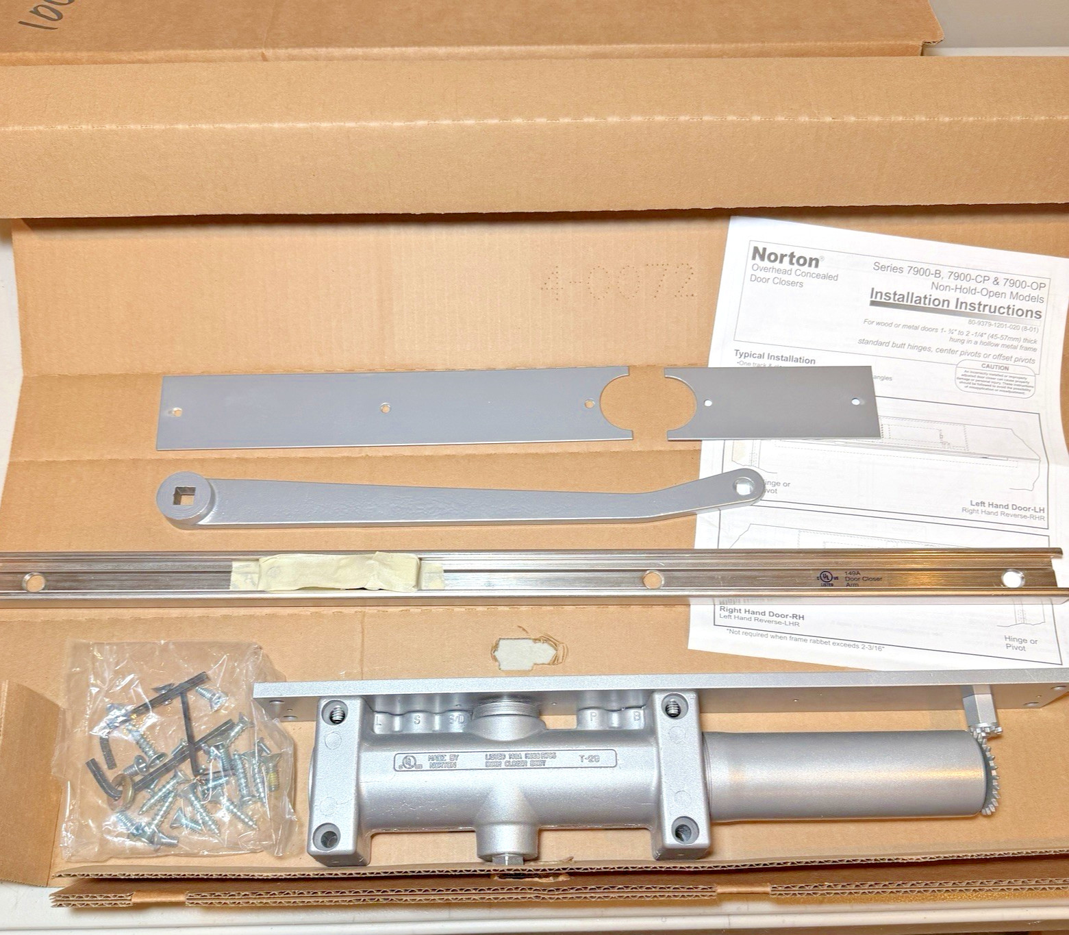 Norton 7906 Overhead Concealed Door Closer 7900 Series, RH & LH Available, NOS