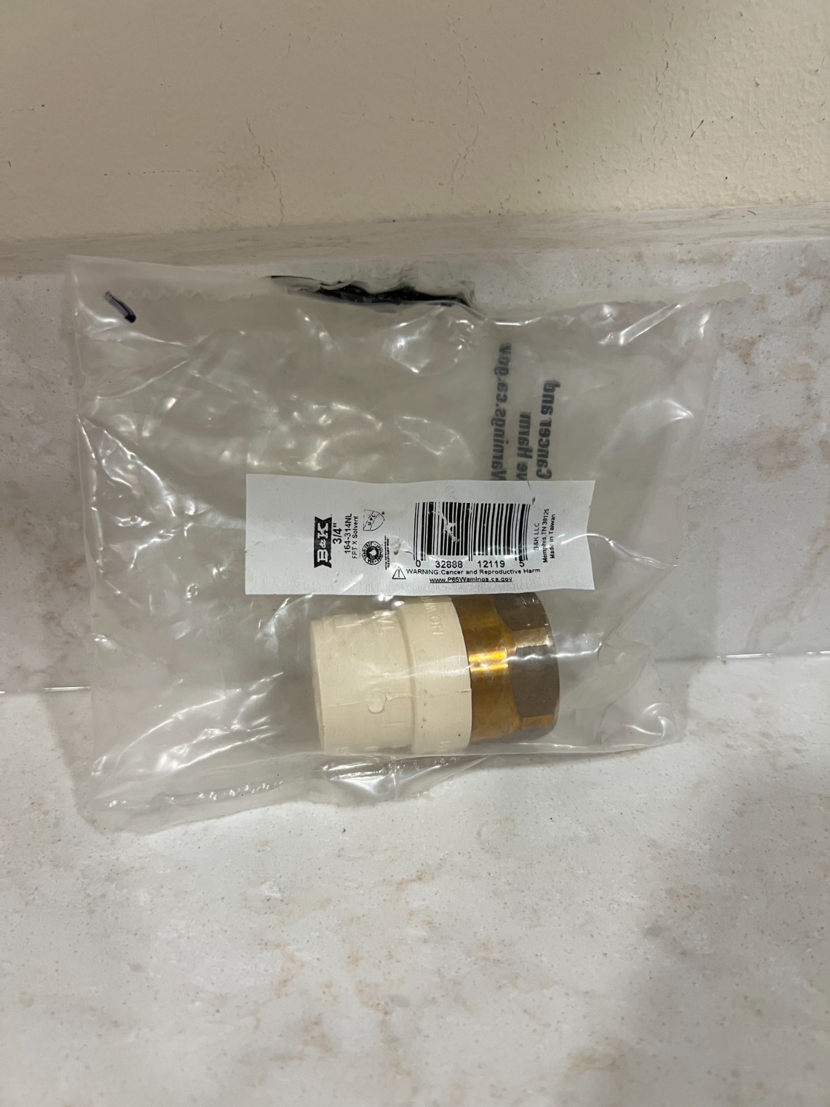 B & K 3/4 In. SOLV x 3/4 In. Female Transition Adapter 164-314NL B&K 164-314NL