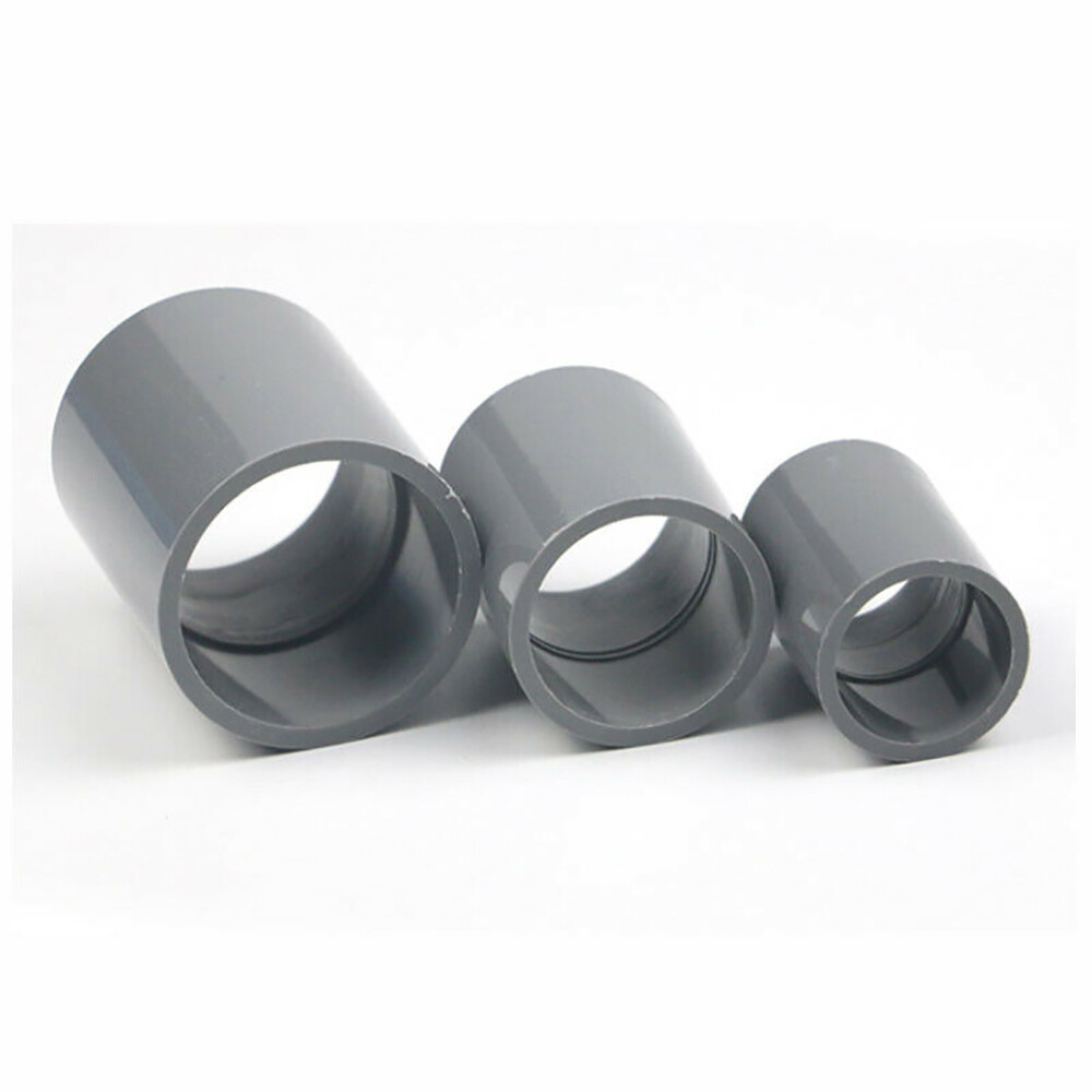Grey PVC Direct Pipe Fitting Straight Joint Water Pipe Socket Coupling 20~200mm