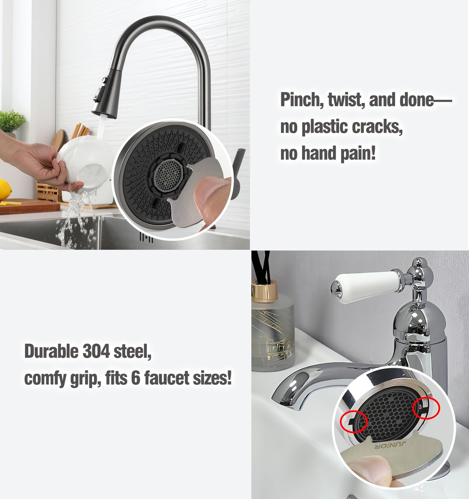 Upgraded 304 Stainless Steel Faucet Aerator Key –Universal
