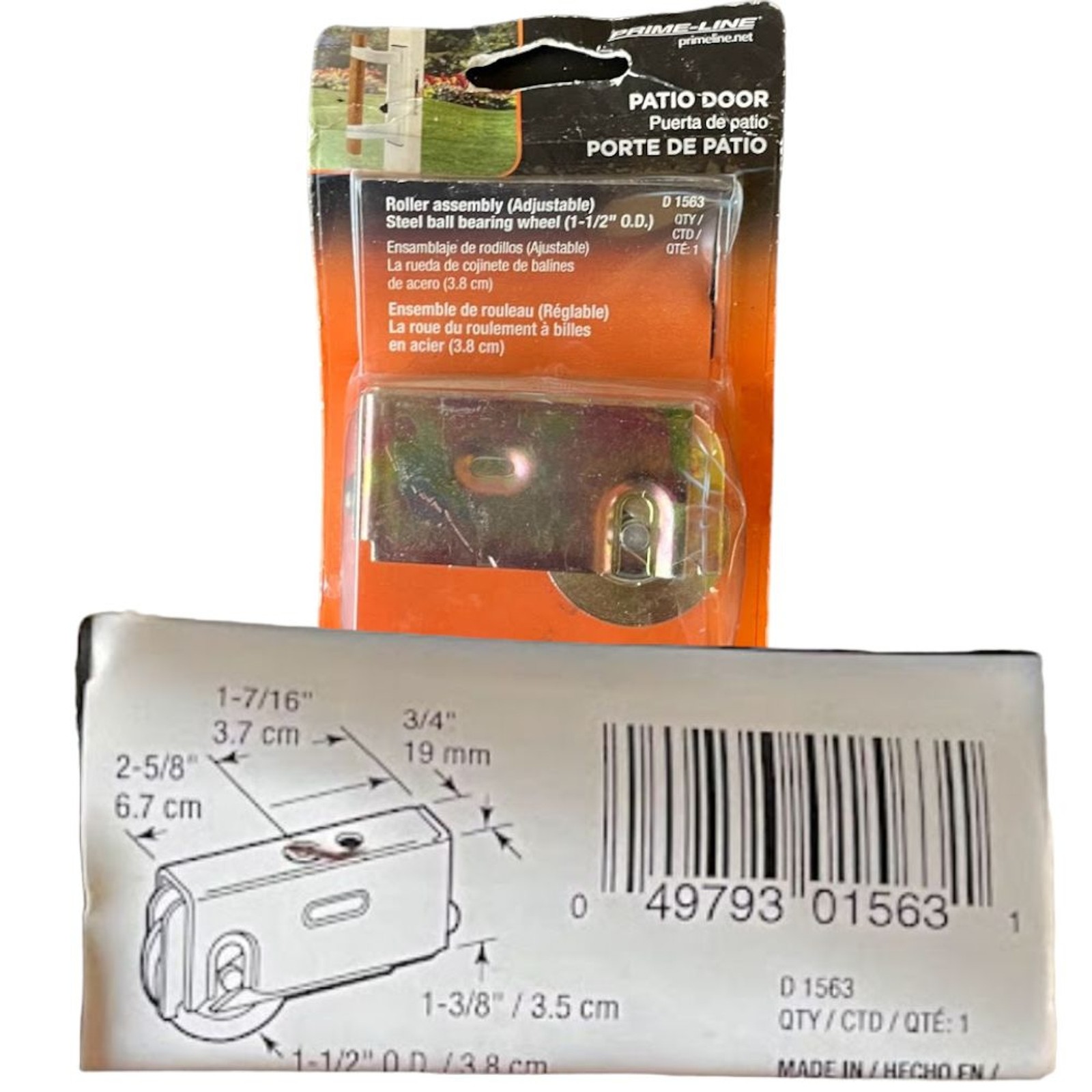 Patio Door Replacement Hardware Roller Assembly (D-1563, Steel Ball Bear 1-1/2″)