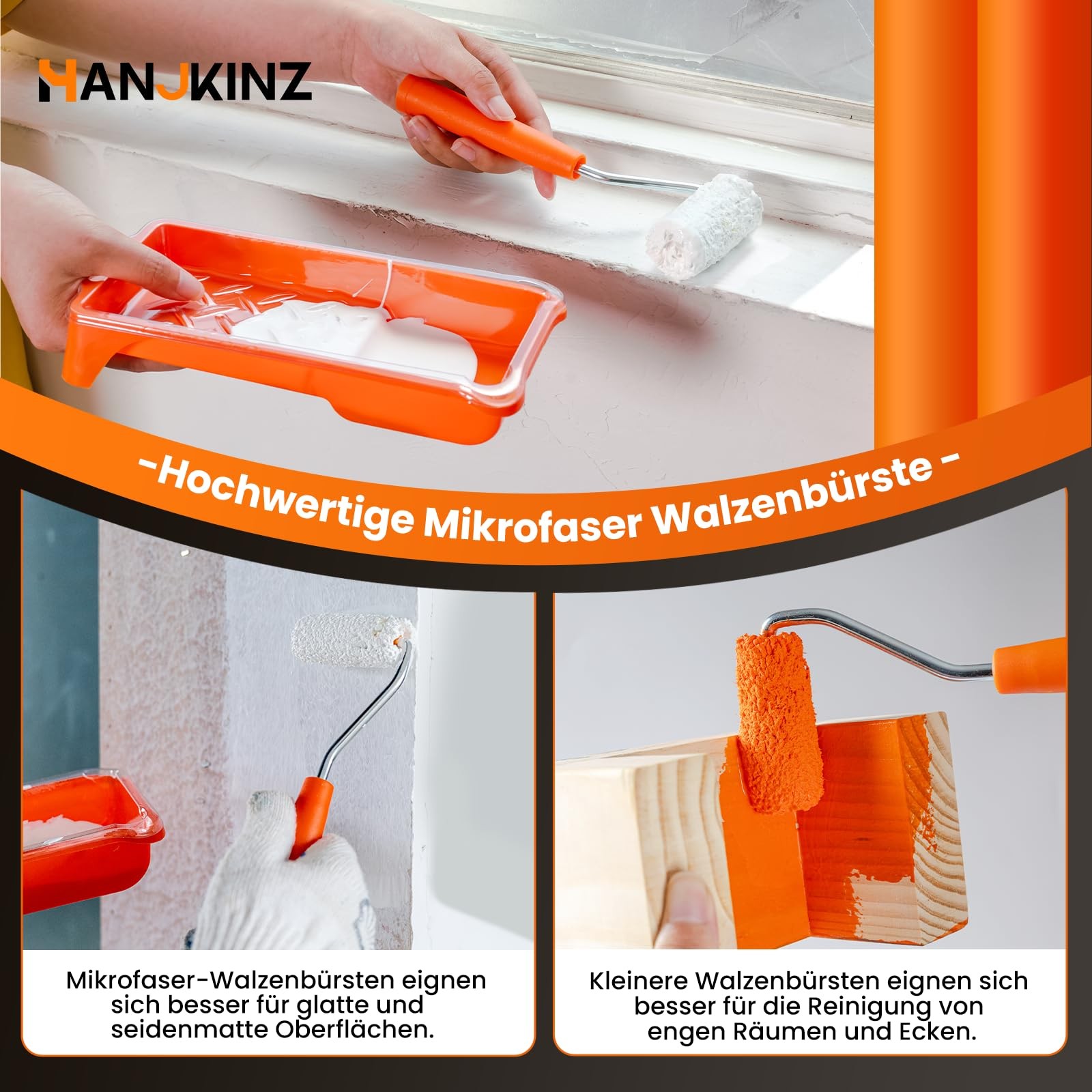 HANJKINZ Paint Roller kit, 2 Inch 15 Pack 2 Kit, 15 Pack, light orange