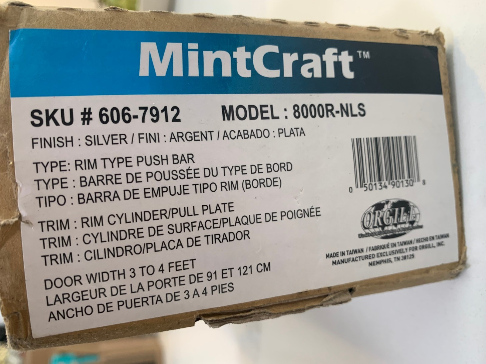 MintCraft 8000R-NLS Rim Type Push Bar