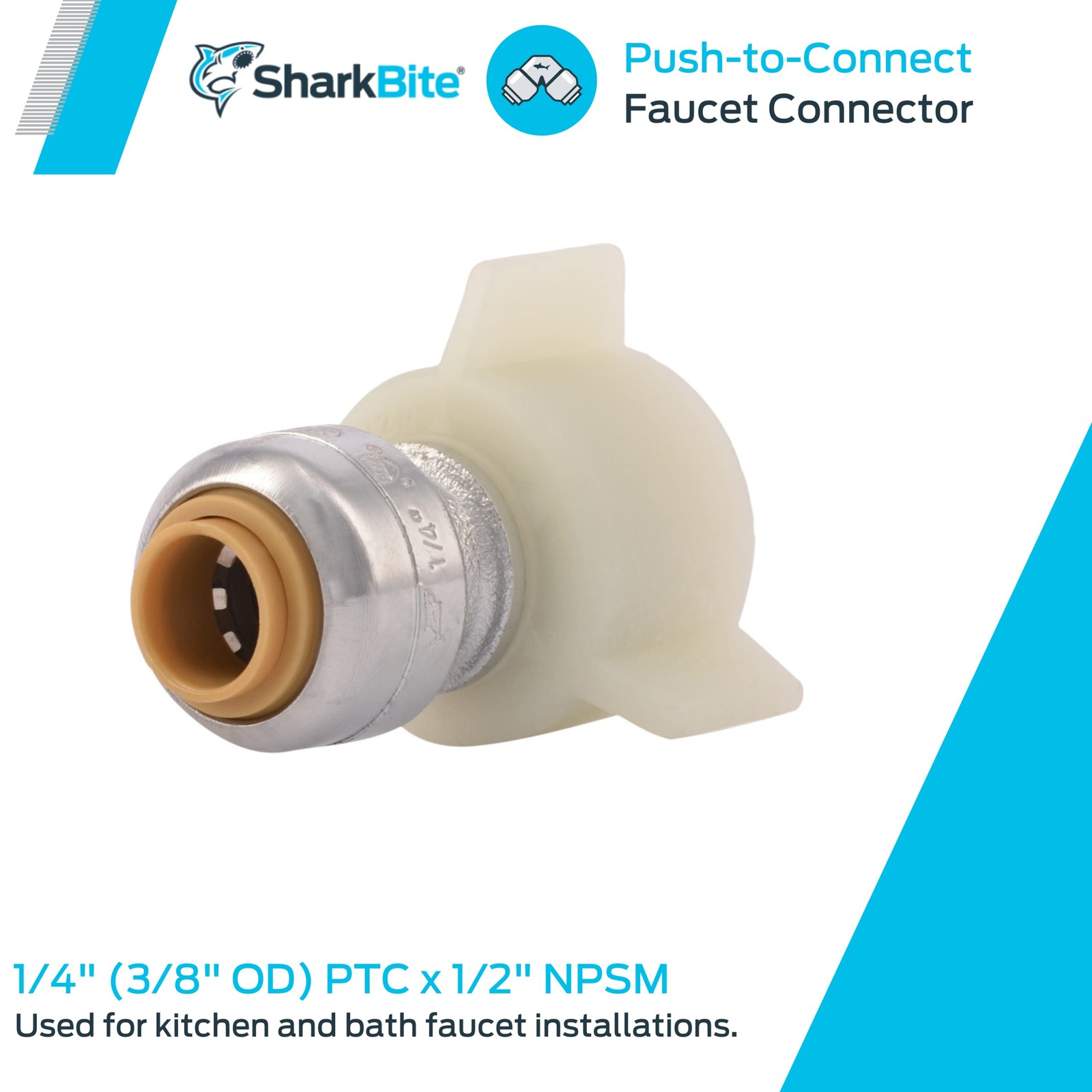 SharkBite 1/4 Inch (3/8 OD) x 1/2 NPSM in. x 1 in., Brass