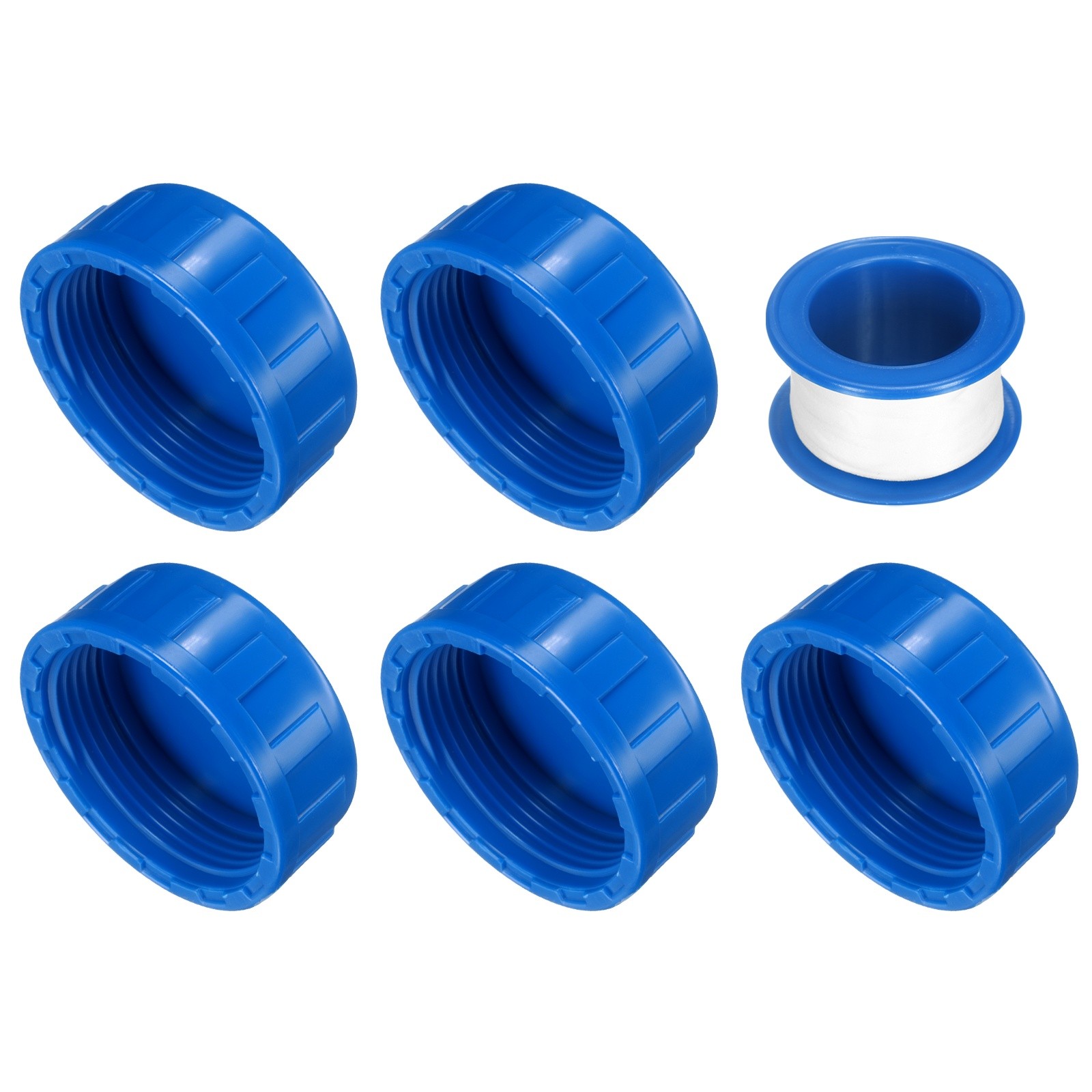 5Pcs 1-1/2 Inch PT Female Thread PVC Pipe Fitting Cap with Tape Blue