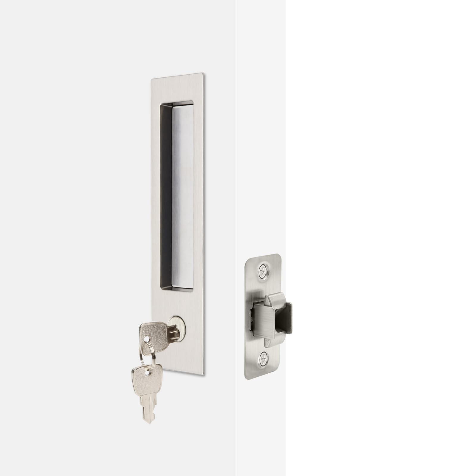Dontay Pocket Door Handle, Modern Rectangular Keyed Entry Function, (Bed/Bath…