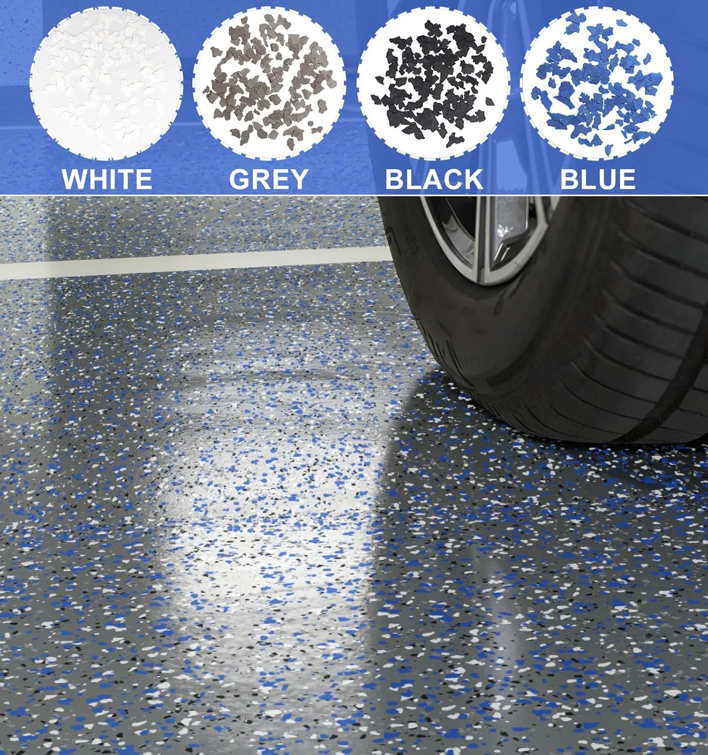 Epoxy Floor Flakes, 454g/1Lb Chips Flakes 16 Ounce (Pack of 1), Blue