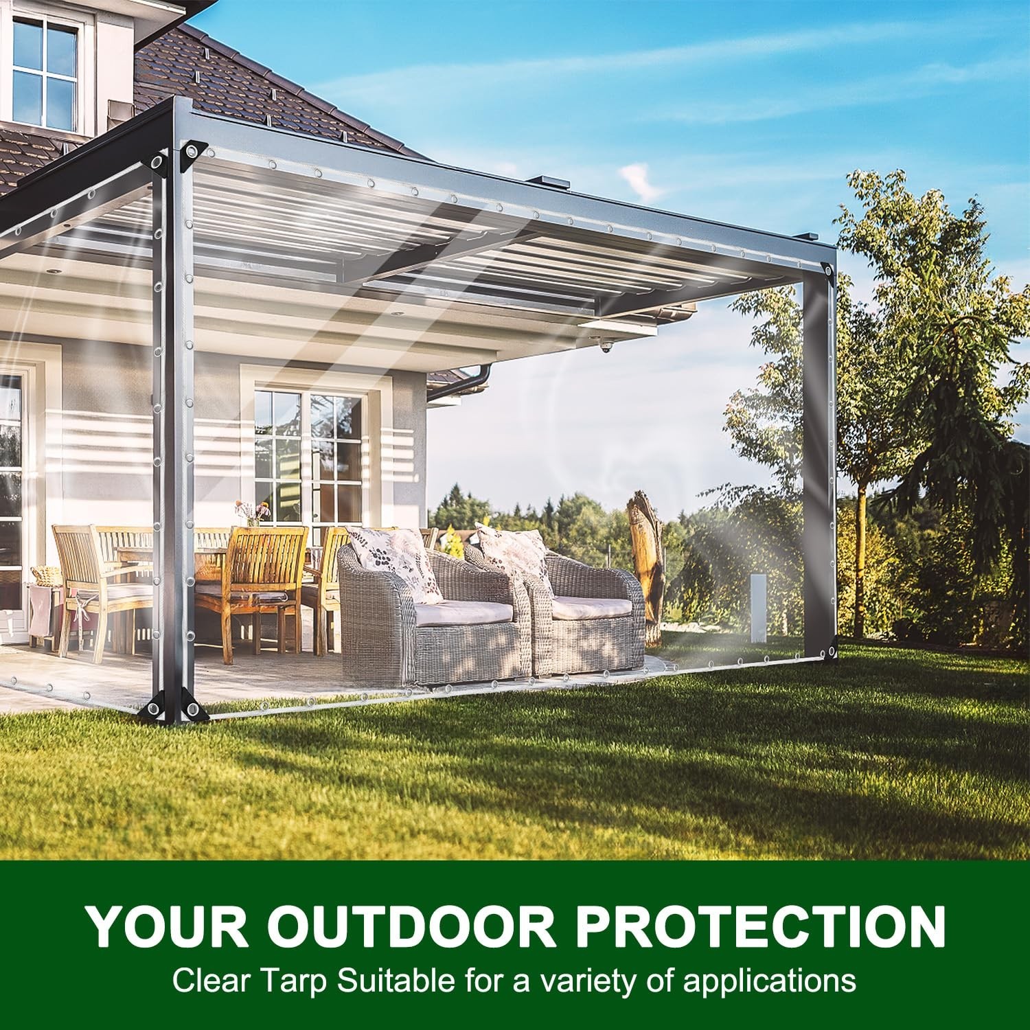 Clear Tarp with Grommets,5x7ft Transparent Heavy Duty Water Resistant Tarp Co…
