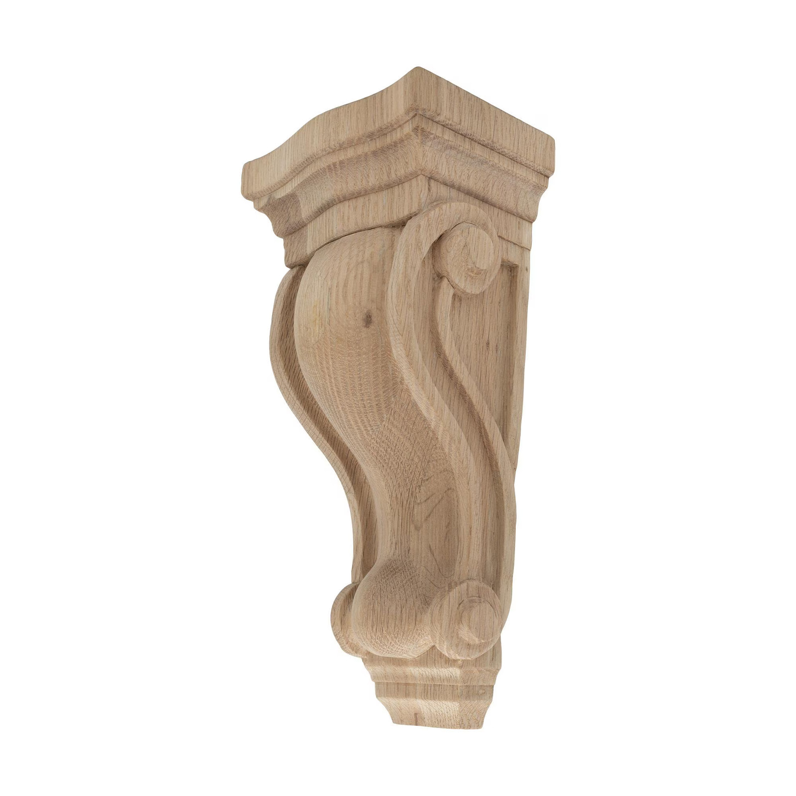 Outwater 10-1/2″ x 4-7/8″ x 3-1/2″ Unfinished Red Oak Classic Wood Corbel
