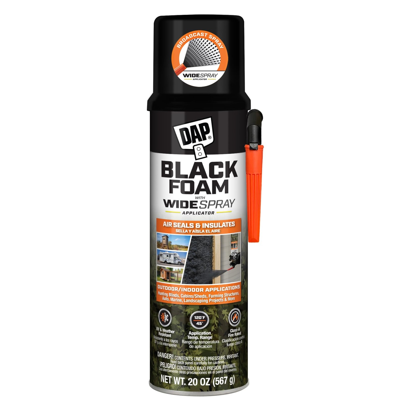 Dap 7565000320 Wide Spray Black Foam 20oz