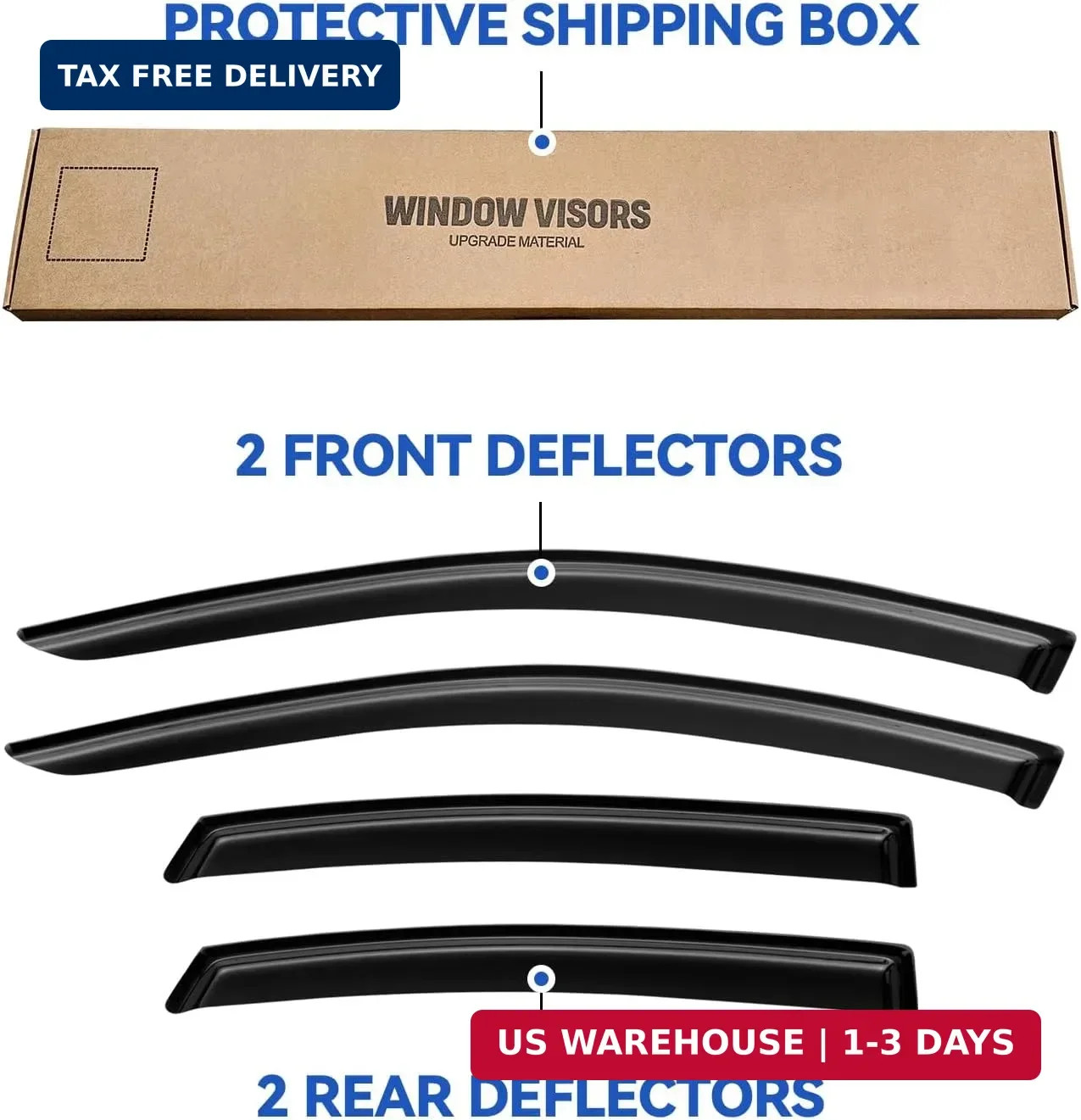 Window Visors Rain Guards Shield for 2013-2018 Nissan Altima, Out-Channel Window