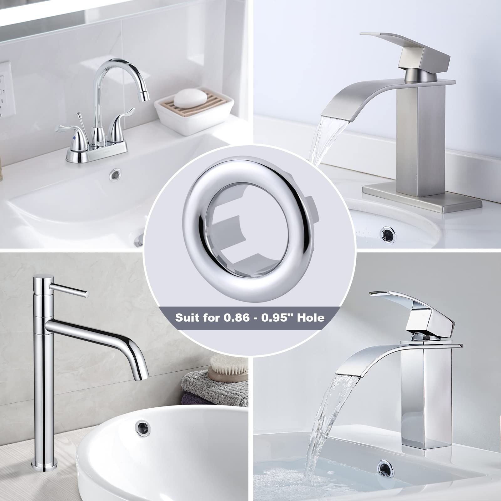 2 Pack Sink Overflow Ring, ARCORA Bathroom Kitchen Basin Chrome-2