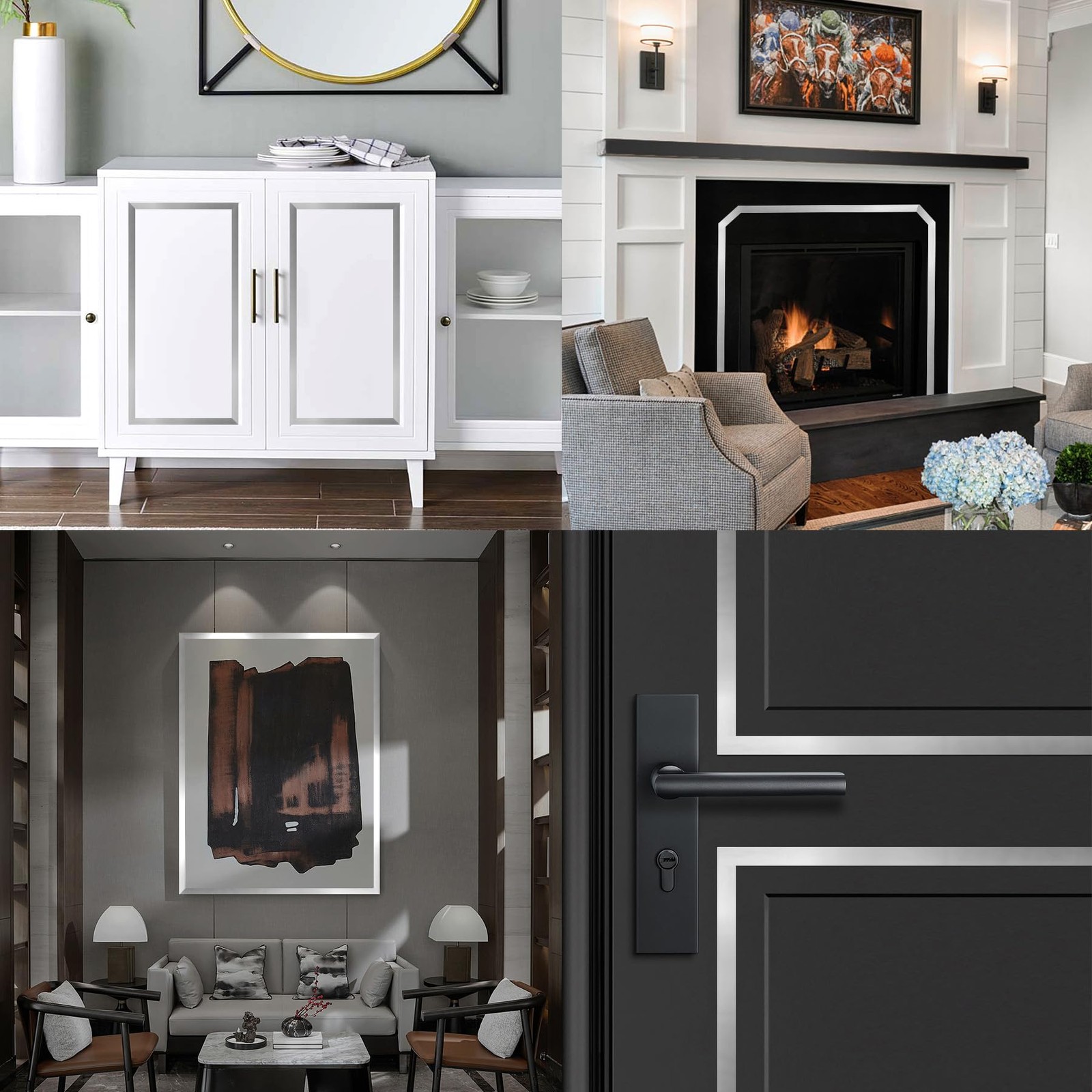 Taaizau Silver Metalized Mirror-Like Finish Molding Trim Peel And Stick Strip