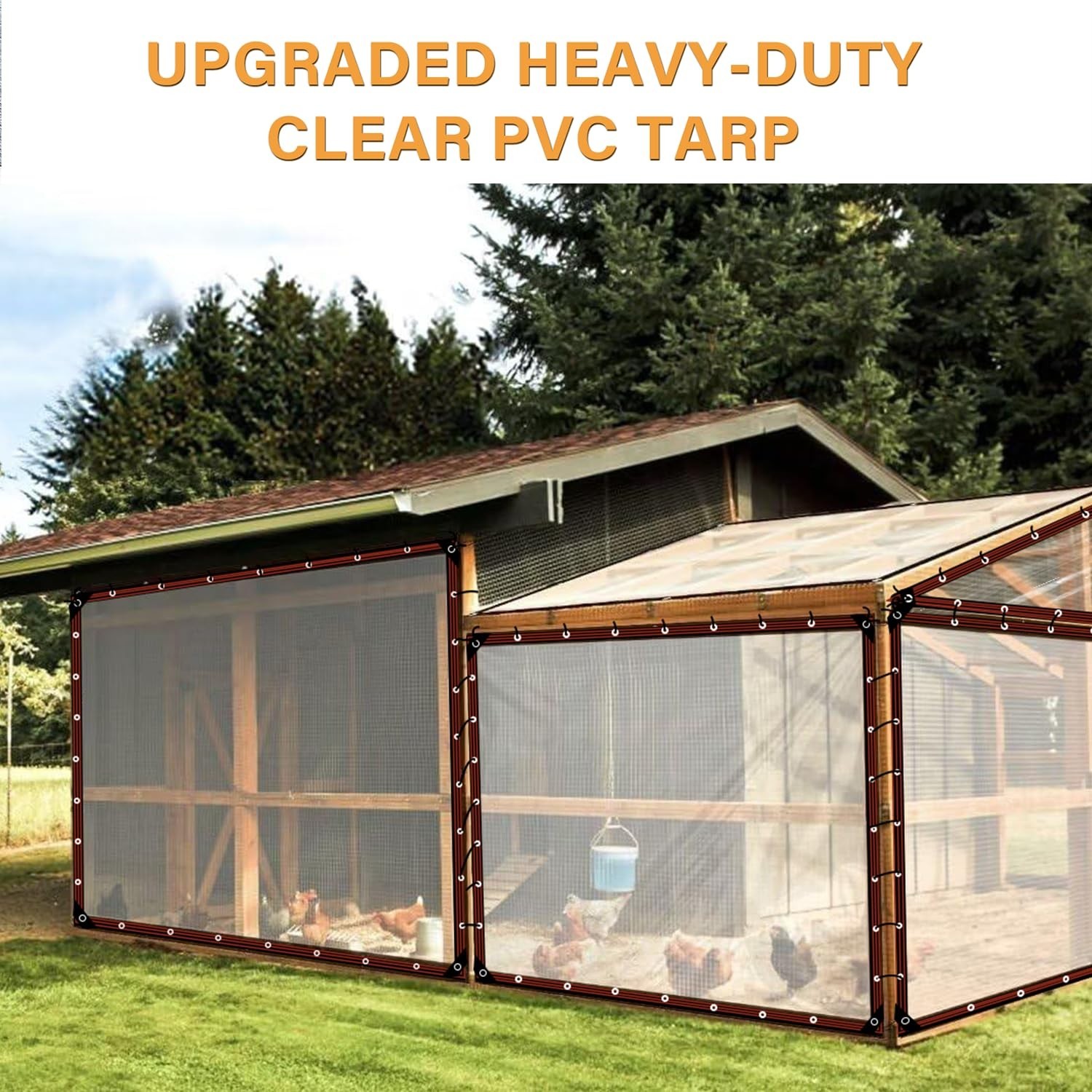 10X10FT Clear Tarp Waterproof with Increase Grommets Windproof Rope Ties, Hea…