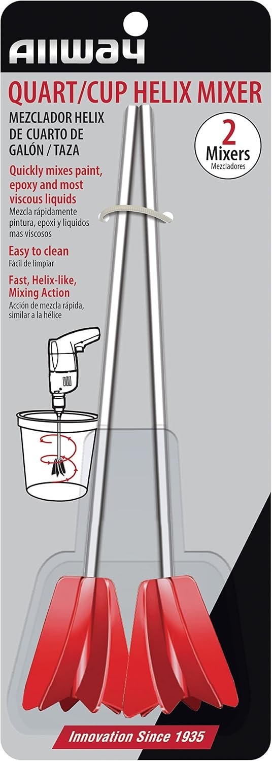 HMQ Helix Paint Mixer for Drill – 2 Pack, Fits 1-Quart & 1-Cup Containers