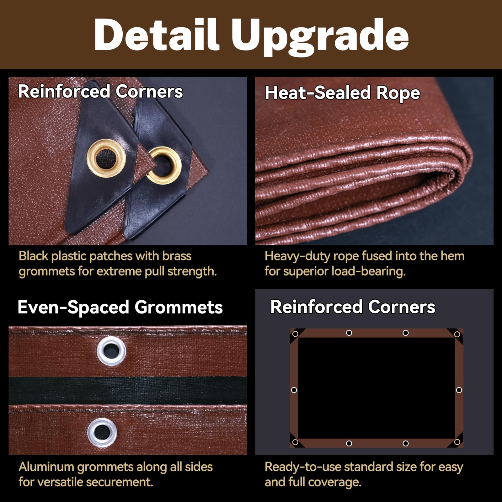 Tarp 5x7ft Heavy Duty Waterproof 16 Mil Tarps,UV-Resistant,Tear-Proof,Black&B…