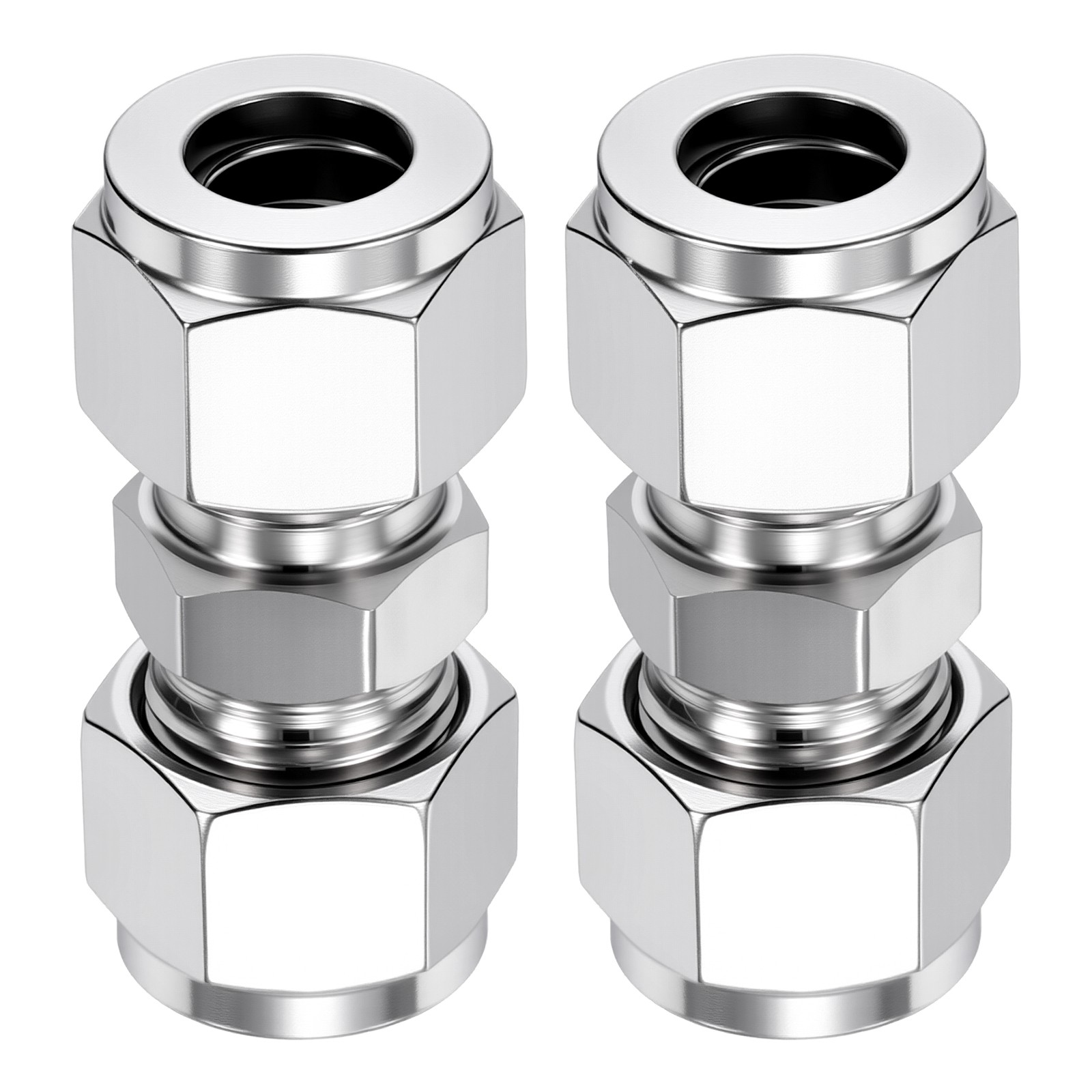 2Pack 304 Stainless Steel Compression Fitting 1/2″x1/2″ Connector