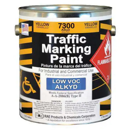 Rae 7300-01 Traffic Zone Marking Paint, 1 Gal., Yellow, Alkyd Solvent -Based
