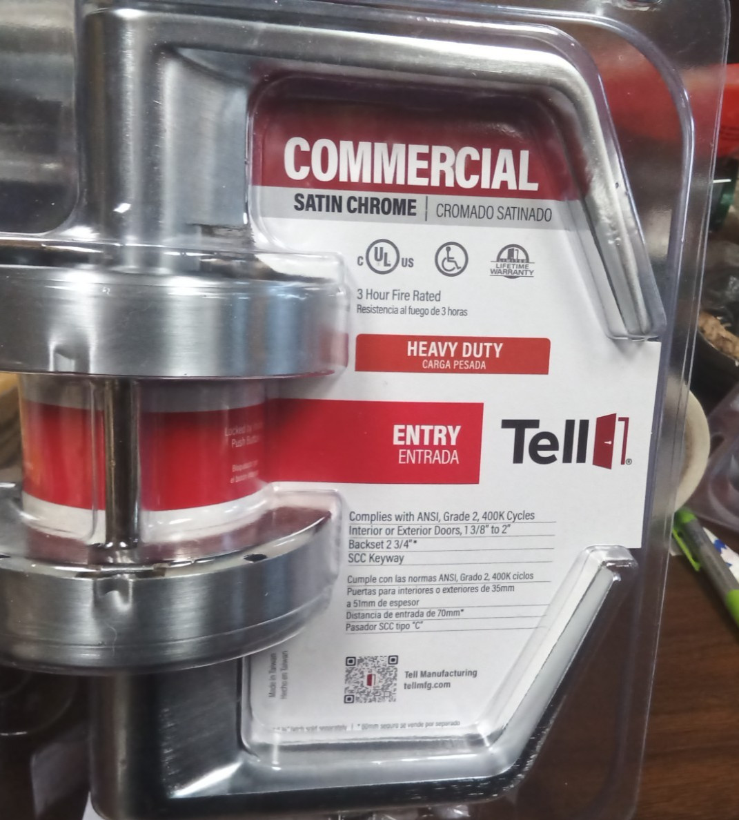 Tell Commercial Entry Heavy Duty satin Chrome Door Handle LC2681