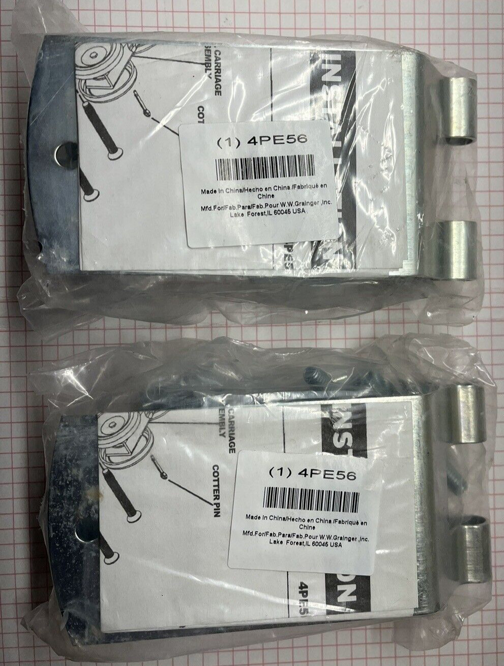 GRAINGER APPROVED 4PE56 Hanger ,Door Track 2 EACH (PAIR)