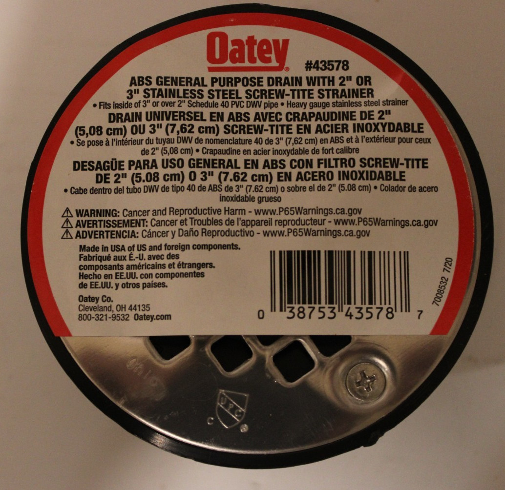 Oatey 43578 – ABS Drain w/ SS Strainer, 2″ or 3″ Glue Connection – Lot of 12
