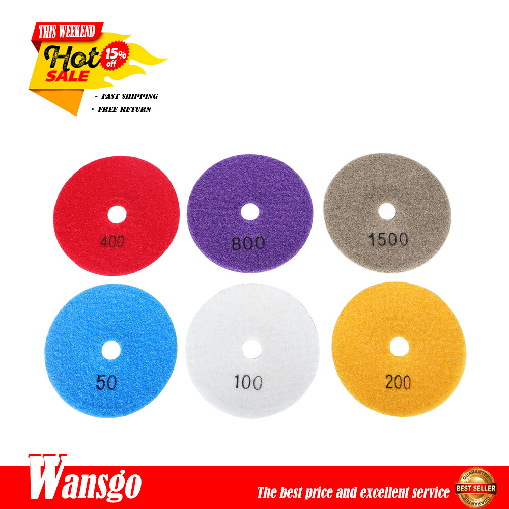 For Granite Concrete Marble Stone 7PCS 4 Inch Set Wet Dry Diamond Polishing Pads