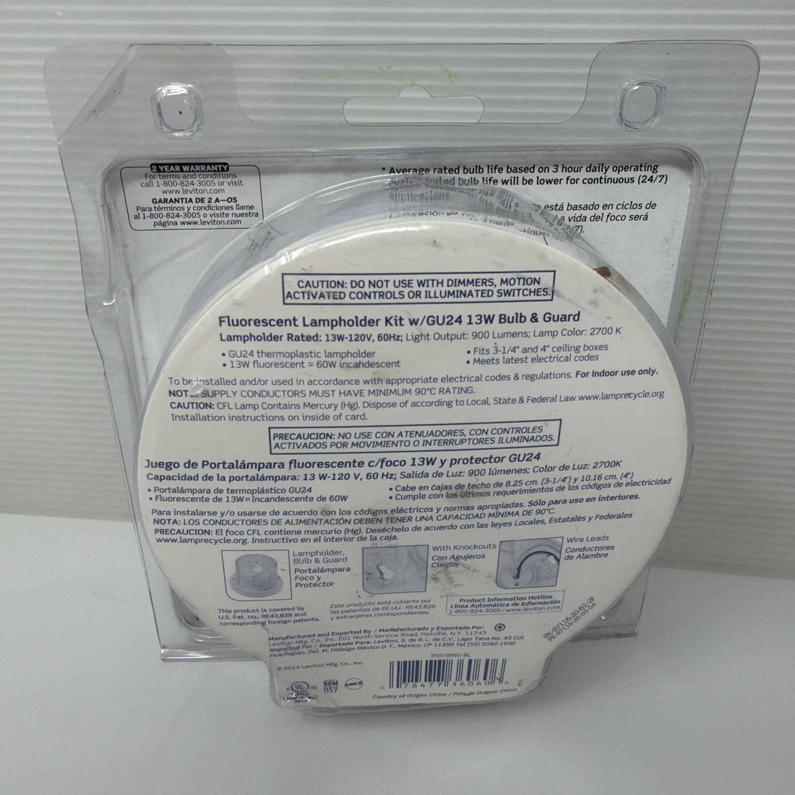Fluorescent Ceiling Lamp- holder Kit,No L03-09860-BL, Leviton Mfg Co (A131)